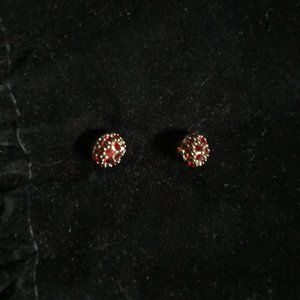 Swarovski Ruby Red & White Crystal Earrings